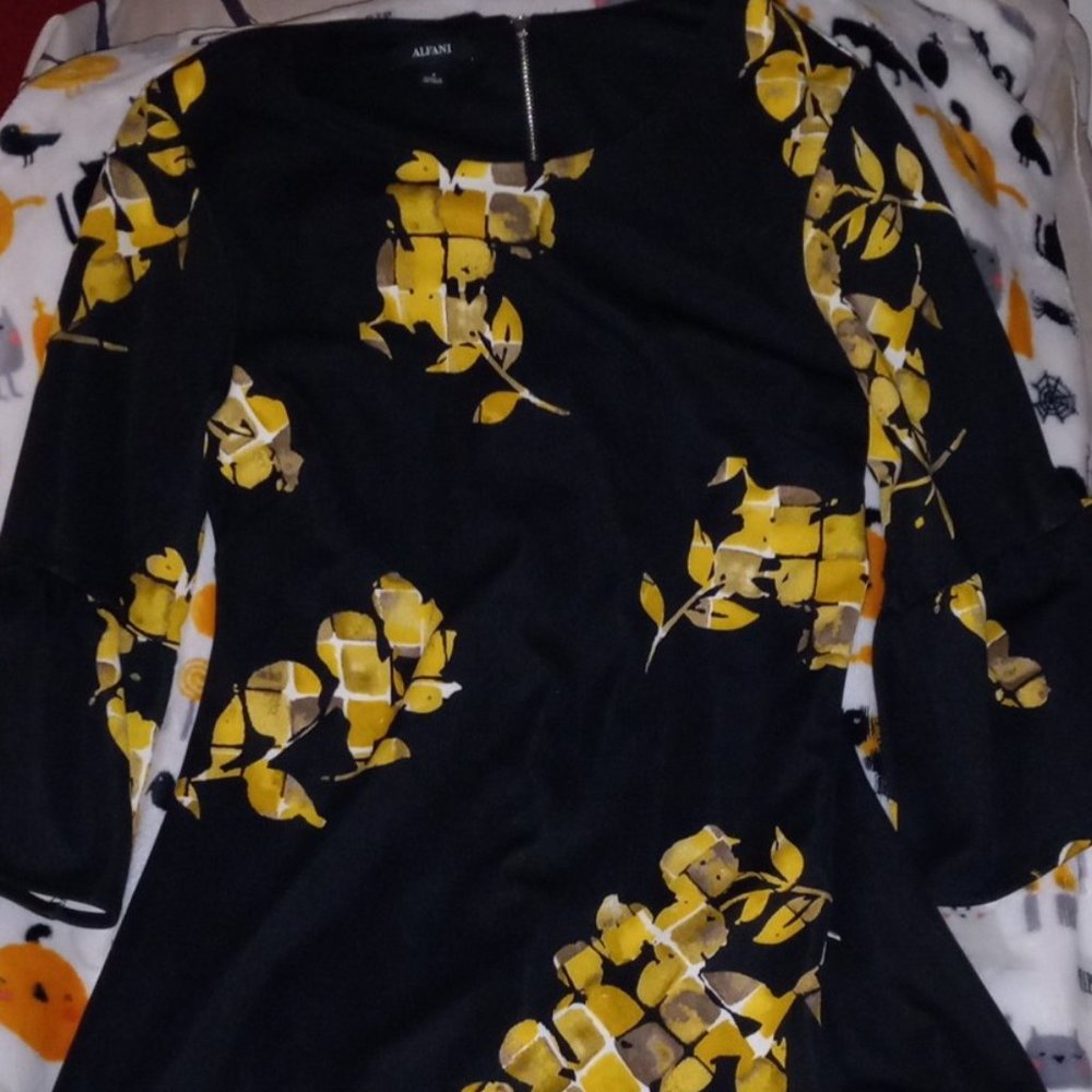 Black and yellow floral  dress